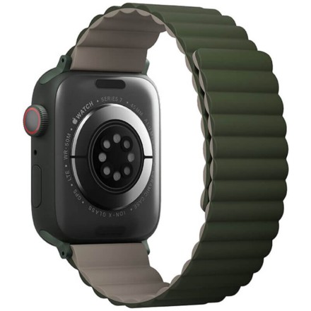 Ремешок Uniq Revix reversible Magnetic для Apple Watch 42-44-45-49 мм, зеленый/серый