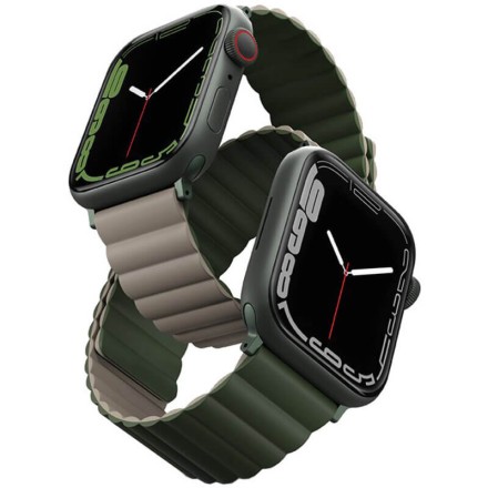 Ремешок Uniq Revix reversible Magnetic для Apple Watch 42-44-45-49 мм, зеленый/серый