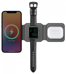 Беспроводное зарядное устройство EnergEA Bazic GoMag Trio USB-C, 15Вт, серый