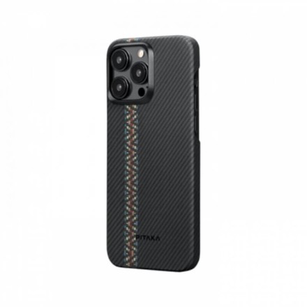 Чехол для iPhone 15 Pro Pitaka Fusion Weaving MagEZ Case 4 Rhapsody кевлар (черно-серый)