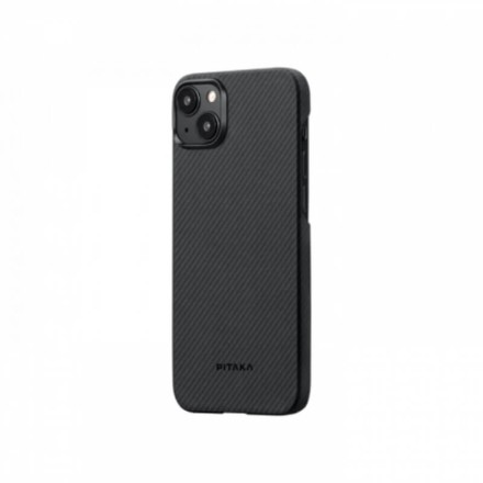Чехол для iPhone 15 Pitaka MagEZ Case 4 узкое плетение кевлар (черно-серый)