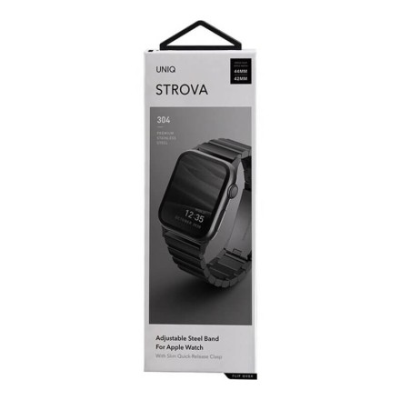 Ремешок Uniq Strova Strap Link Steel для Apple Watch 42-44-45-49 мм, черный